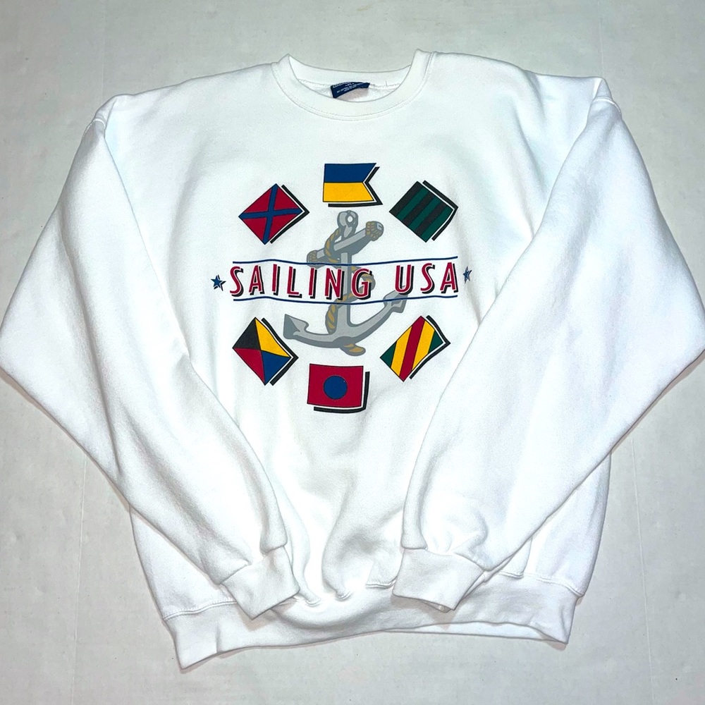 1990s Vintage Van Huesen Sailing Crewneck 50/50 XL